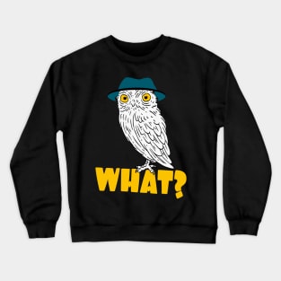 Funny Owl With Hat Hipster Bird Crewneck Sweatshirt